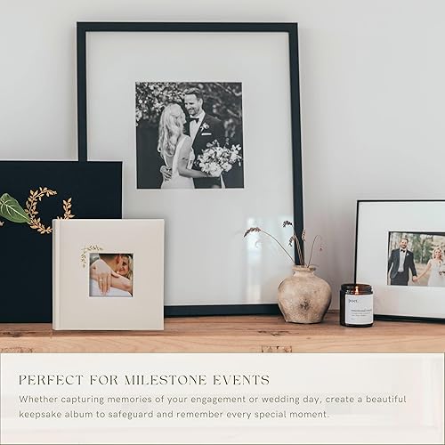 Miniatura 7 de Elegante álbum de fotos de lino, 200 bolsillos sin ácidos para fotos de 4 x 6 pulgadas, perfecto para bodas y regalos