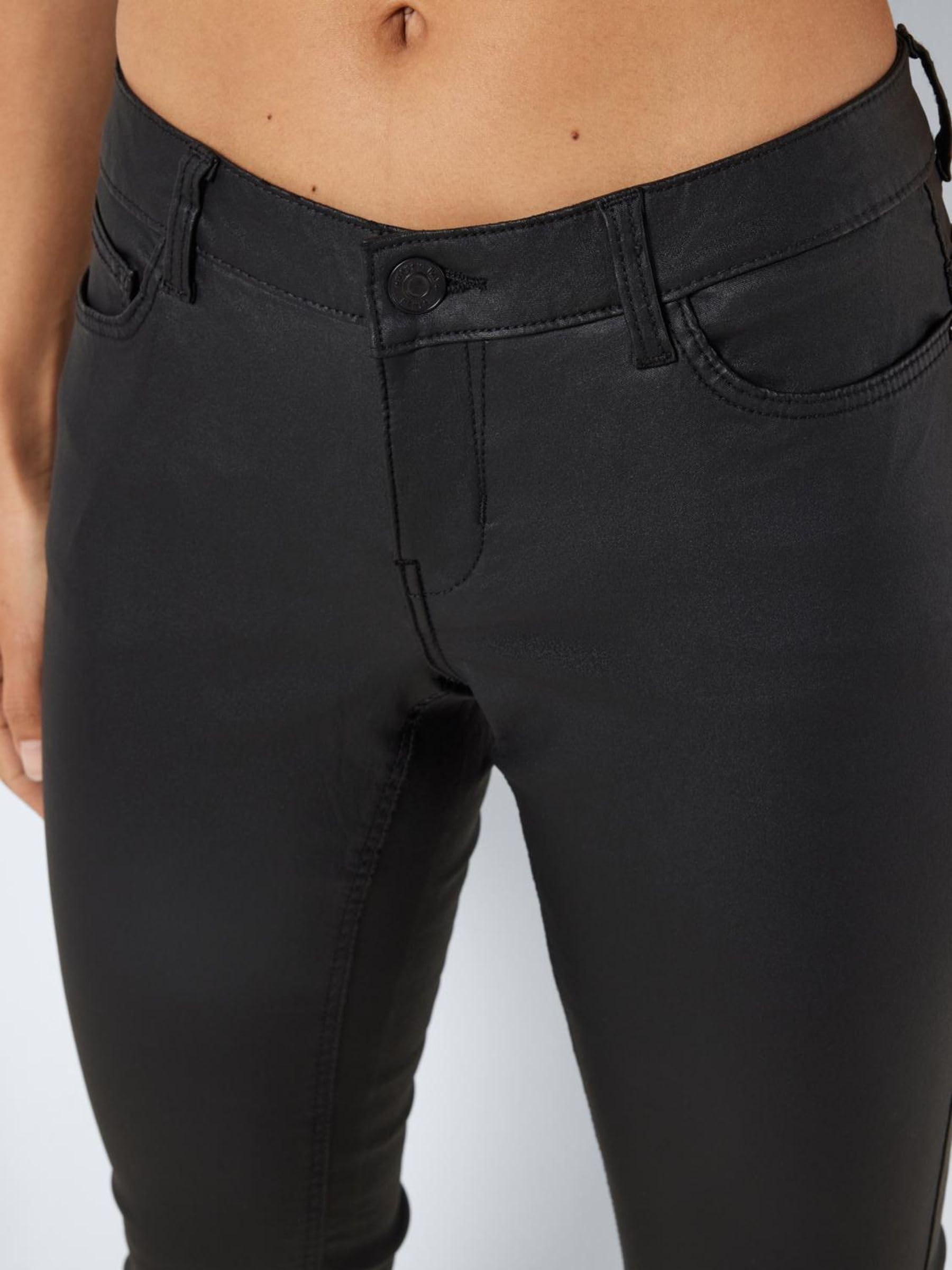 Noisy May Damen Hose Nmallie Lw Skinny Coated Black Pant Noos