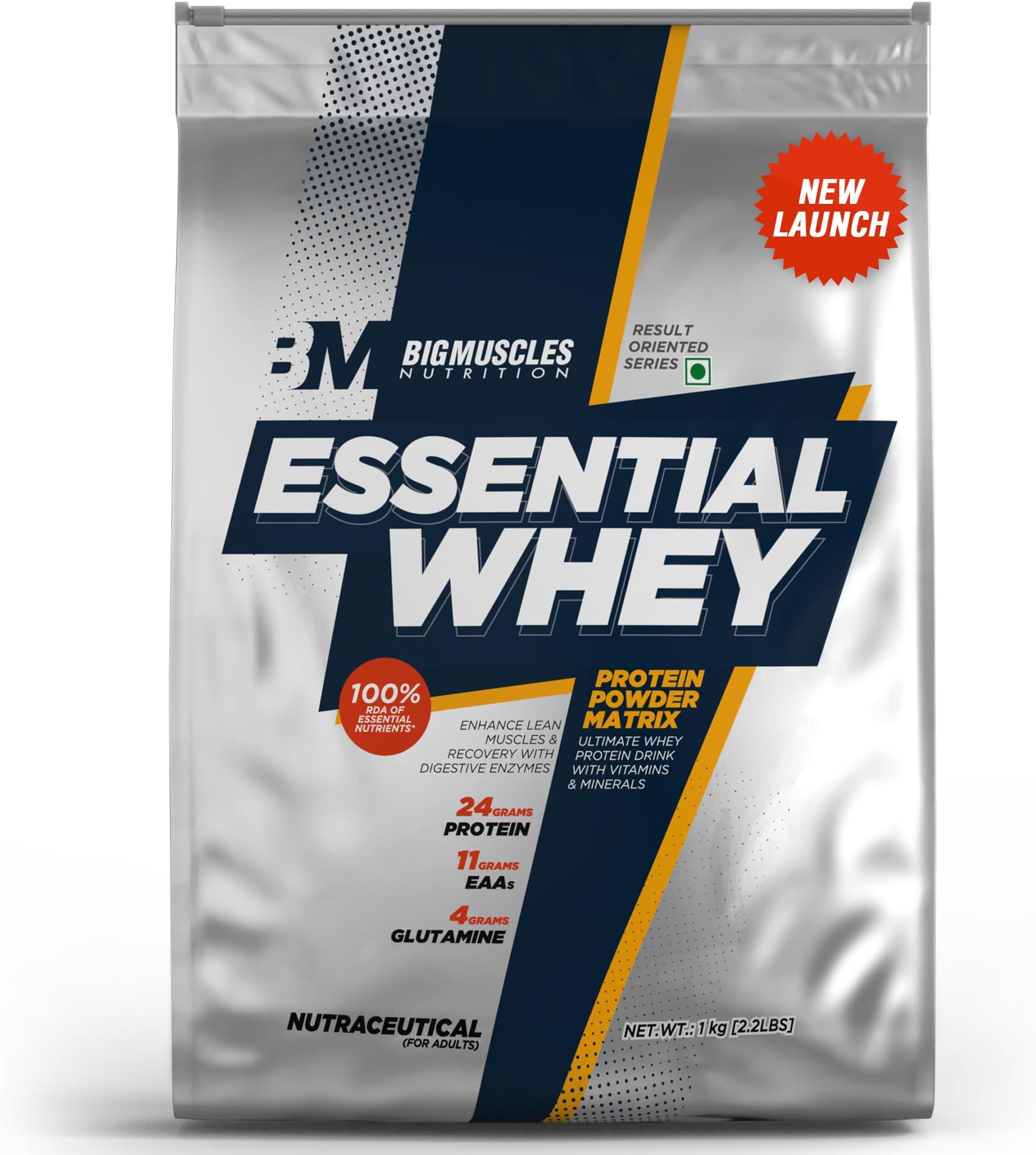 Essential Whey Protein,Pack of 1Kg powder[Caffe Latte] |24g Protein per serving with Digestive Enzymes, Vitamin & Minerals, No Added Sugar | Improved Strength,Muscle Building etc