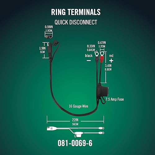 Miniatura 2 de Battery Tender - Arnés con terminal anillo con enchufe de rápida desconexión con fusibles de 2 clavijas. Paquete de 25 unidades. 081-0069-6-J25
