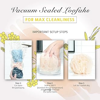 Spongentle Dual Texture Loofah Sponge Large 70g, Pack of 3 Vacuum Sealed, Exfoliating Body Scrubber, Bath and Shower, Beautiful Colors for Women and Men