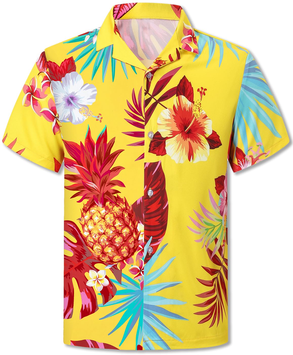 Cromoncent Hawaiian Shirt for Boy&amp;Men Short Sleeve Cuban Collar Tropical Holiday Summer Beach Shirts