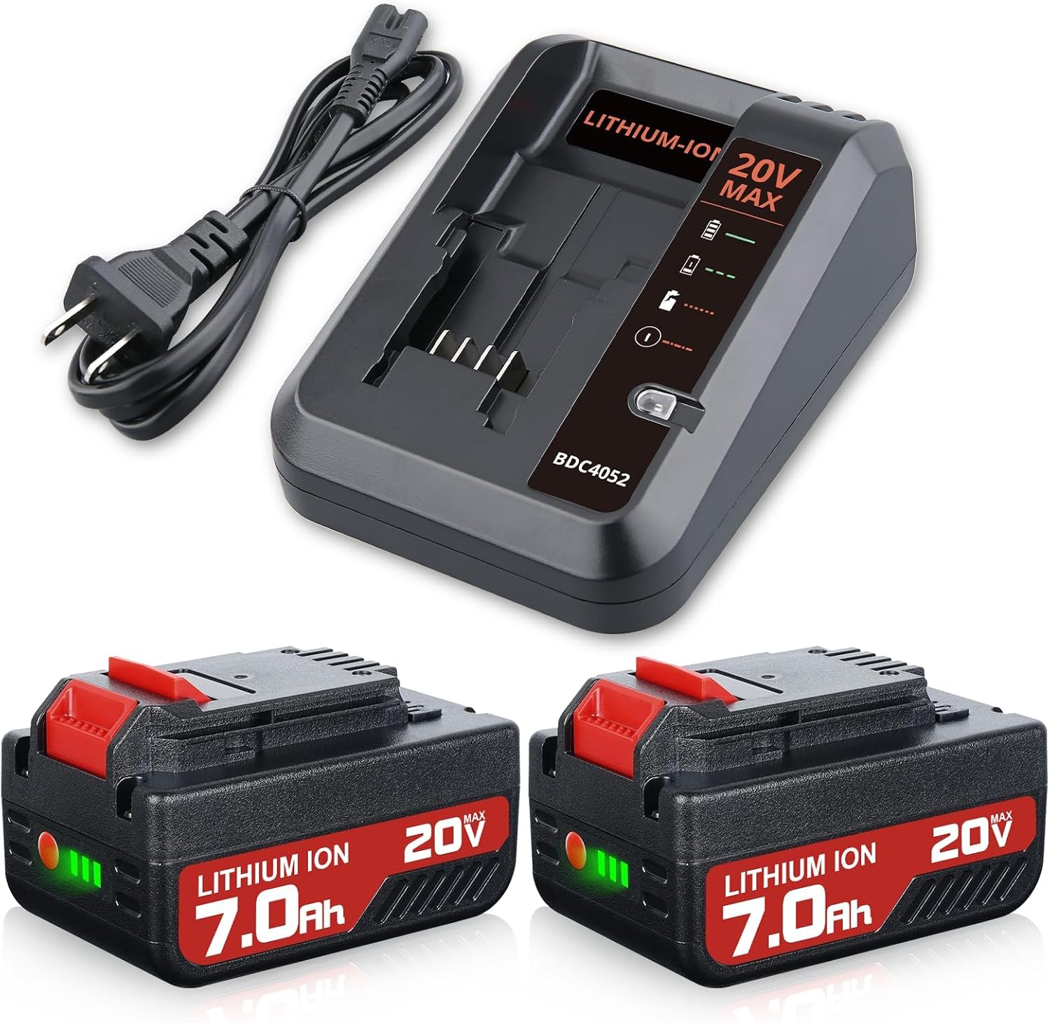 2Pack 20V 7.0Ah Replacement for Porter Cable 20V Battery and PCC692L Charger Compatible with Porter Cable Battery and Charger Combo PCC685L PCC680L PCC682L PCC685LP for Power Tool