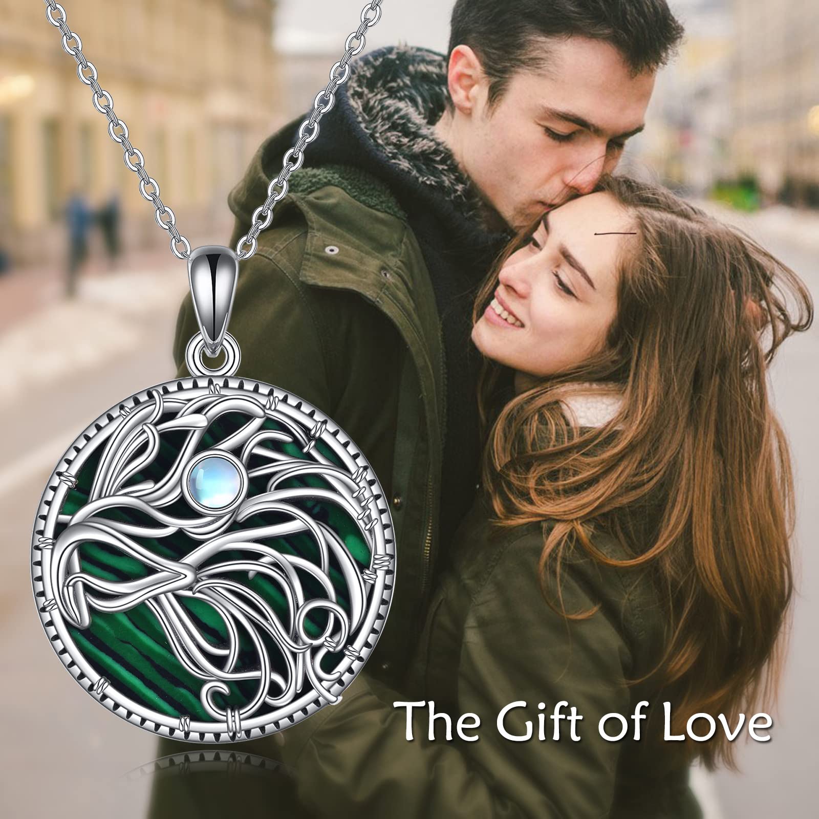 AXELUNA Eagle Moonstone Collar de plata de ley malaquita águila joyería regalos para mujeres hombres niños, Plata esterlina, Circón