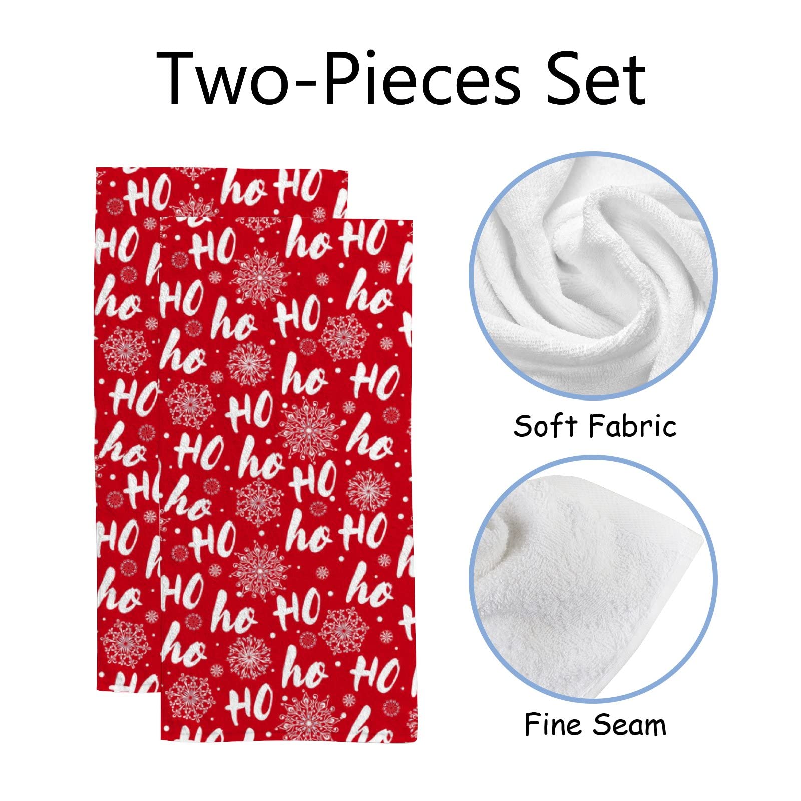 DreamBay Hohoho Santa Claus Laugh Hand Towels Set 2 Pack for Bathroom Kitchen Towels Soft Bath Towel Absorbent Fingertip Towel Guest for Gym Spa Bar 30 x 15 inch