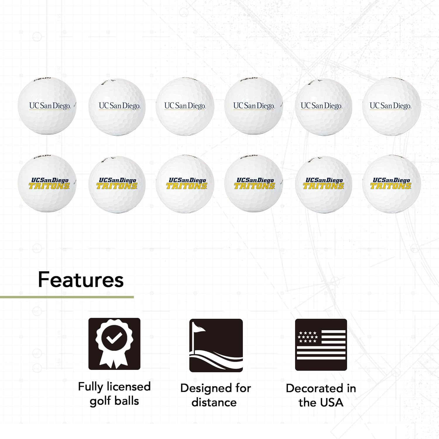 Desert Cactus University of California San Diego Golf Balls 12 Pack – UCSD Tritons Full Color Dozen – Officially Licensed Sport Team Accessory