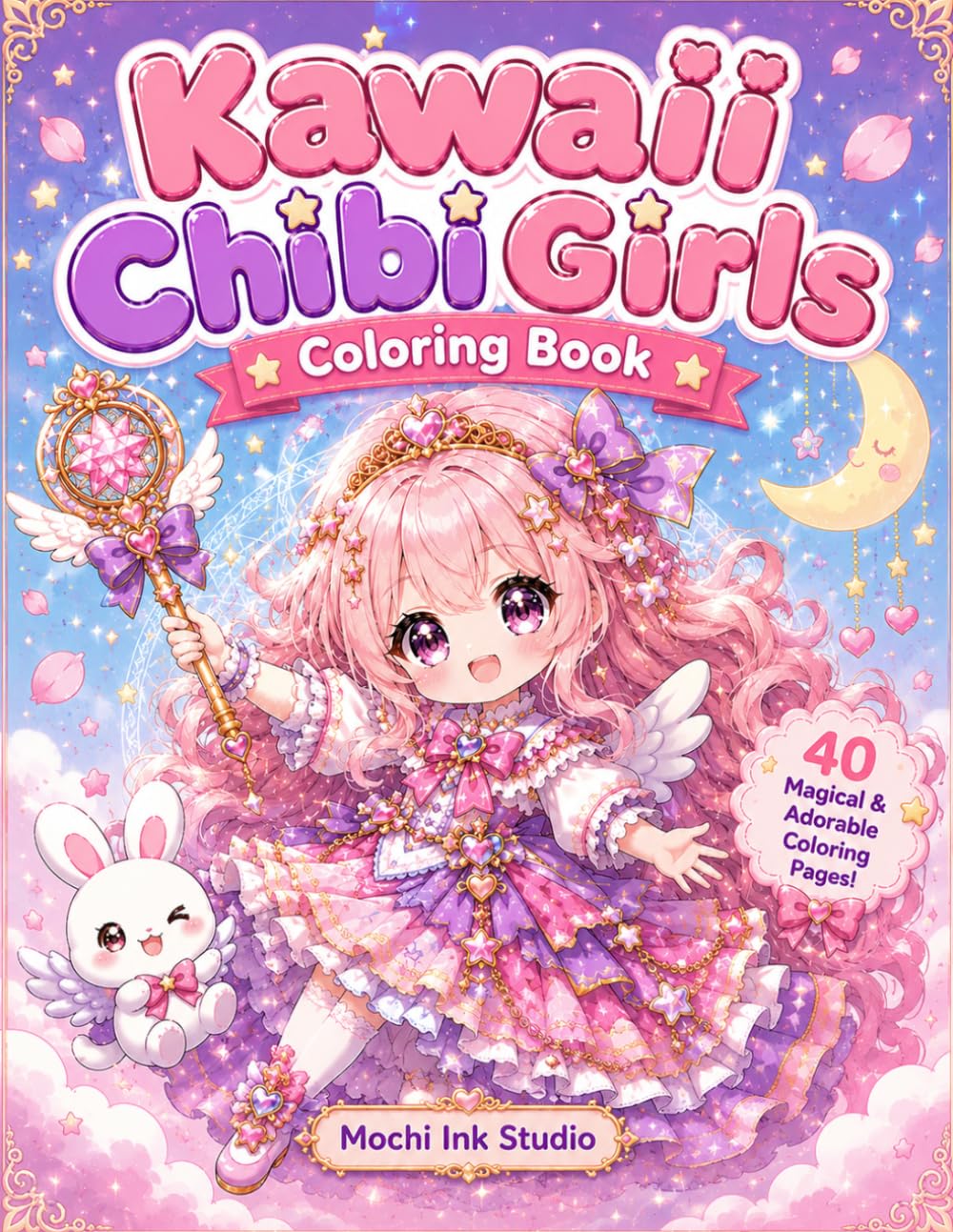 Kawaii Chibi Girls Coloring Book (Kawaii Chibi Dreams Book 1): 40 Cute, Cozy and Fantasy Anime-Inspired Coloring Pages for Teens and Adults Featuring ... Relaxing Scenes and Kawaii Companions
