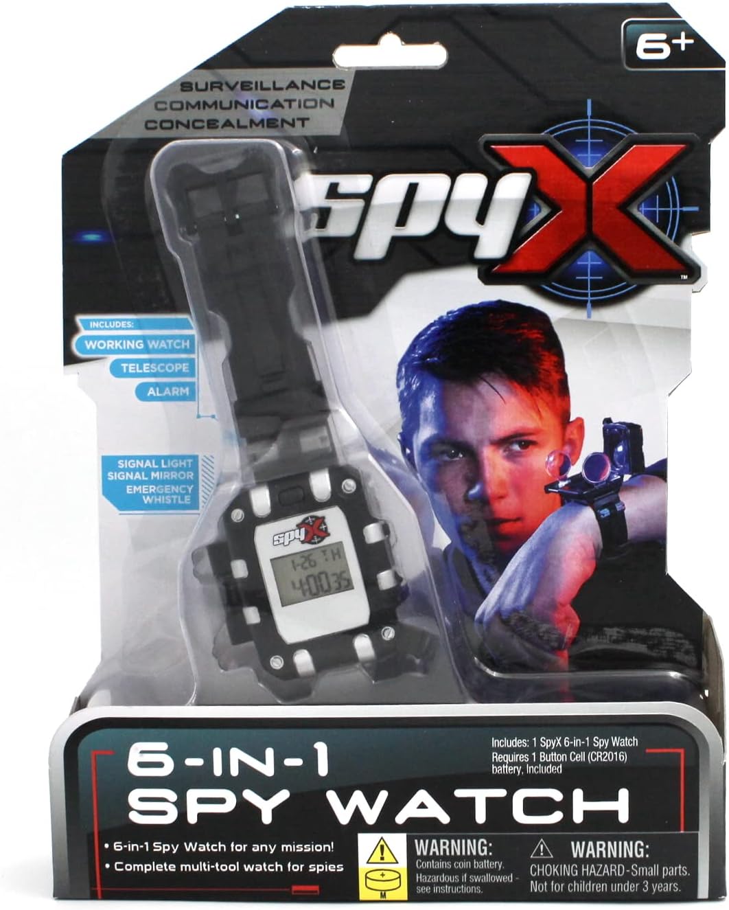 / 6-in-1 Watch - 6 Function Spy Toy Watch. Includes: Telescope Lenses, LED, Secret Message Capsules, Whistle, Signal Mirror, Hidden Compartment. Perfect Addition for Your spy Gear Collection!