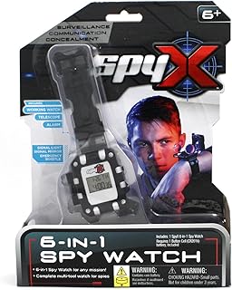 SpyX / 6-in-1 Watch - 6 Function Spy Toy Watch. Includes: Telescope Lenses, LED, Secret Message Capsules, Whistle, Signal Mirror, Hidden Compartment. Perfect Addition for Your spy Gear Collection!