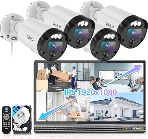 【90ft Super Night Vision & PIR Motion Detection】 4K 2160P Outdoor Wired Security Camera System, Home Video Surveillance & Security Cameras Systems