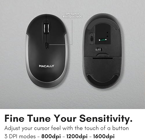 Miniatura 6 de Macally Mouse inalámbrico Bluetooth para Mac, MacBook ProAir, iPad, laptop y PC, clic silencioso y cómodo mouse inalámbrico Apple - Gris espacial