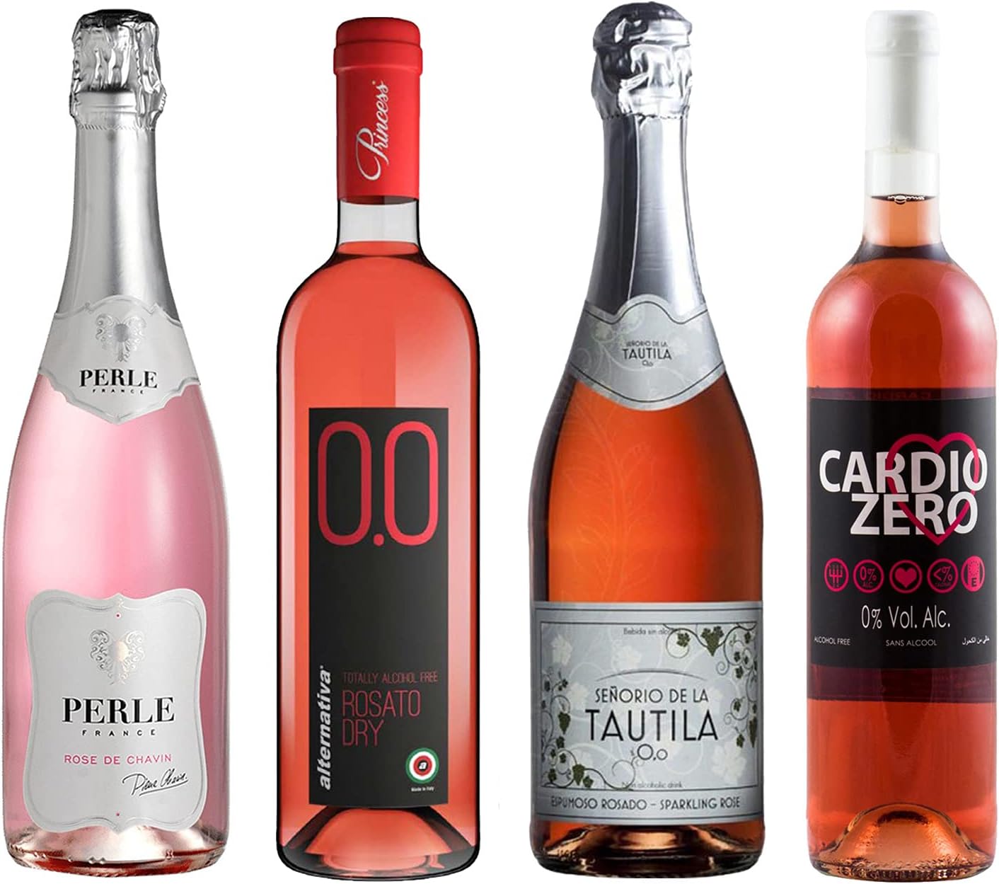 Sparkling Wine Sampler Four (4) NonAlcoholic Wines 750ml Each Elivo Zero Zero