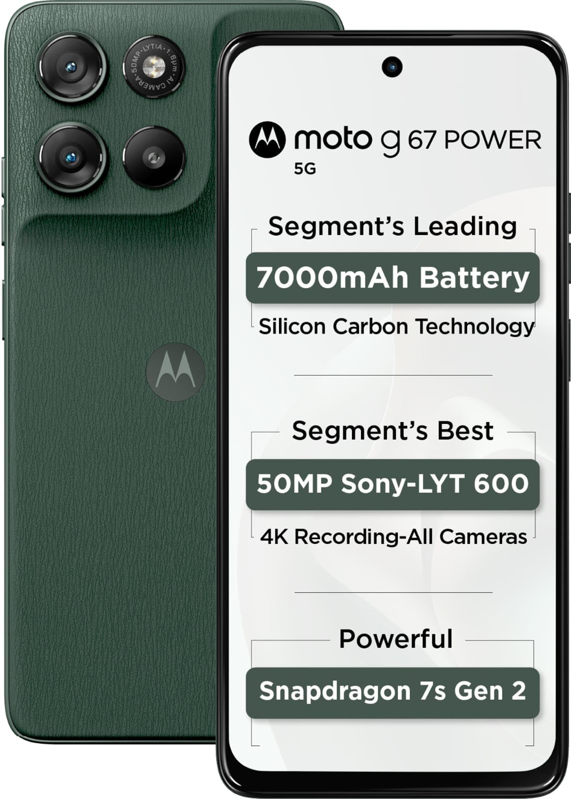 Motorola G67 Power 5G (Pantone Cilantro, 8GB RAM, 128GB Storage) | 6.7" FHD+ 120Hz LCD Display | Snapdragon 7s Gen2 Processor | 50MP + 8MP UW Camera | 7000mAh Battery with 30W Charger | IP64-image-34