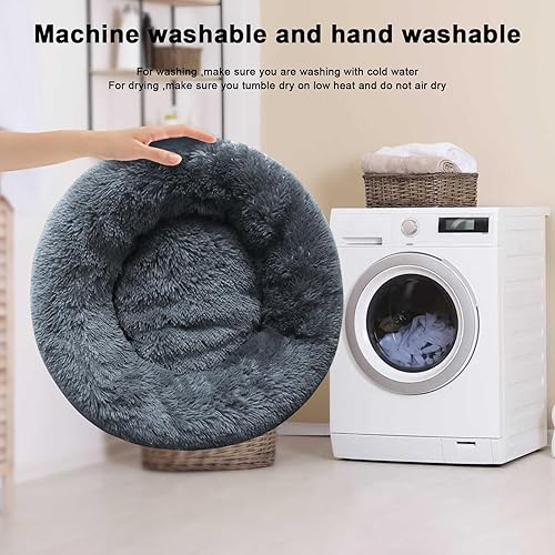 Miniatura 3 de Nisrada Cama para perros pequeños, medianos y grandes, 20 pulgadas, relajante, lavable, redonda, acogedora, suave, para cachorros y gatitos, con
