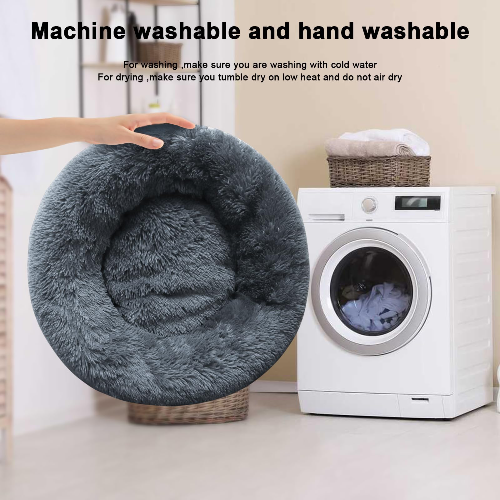 Nisrada Cuccia per gatti da interni, 50 cm, per cani di piccola taglia, lavabile, rotonda, per cuccioli e gattini, con fondo antiscivolo