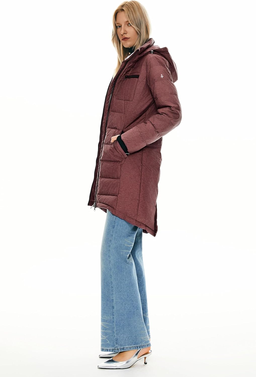 Orolay Women's Winter Down Jacket Long Quilted Puffer Coat Warm Hooded Slim Fit Outerwear - Image 5