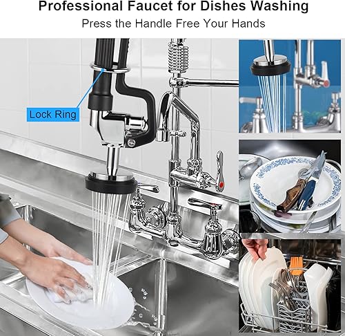 Miniatura 6 de Válvula de pulverización con manguera de preenjuague de 38 pulgadas, manguera flexible de acero inoxidable con cabezal de boquilla rociadora, kit de