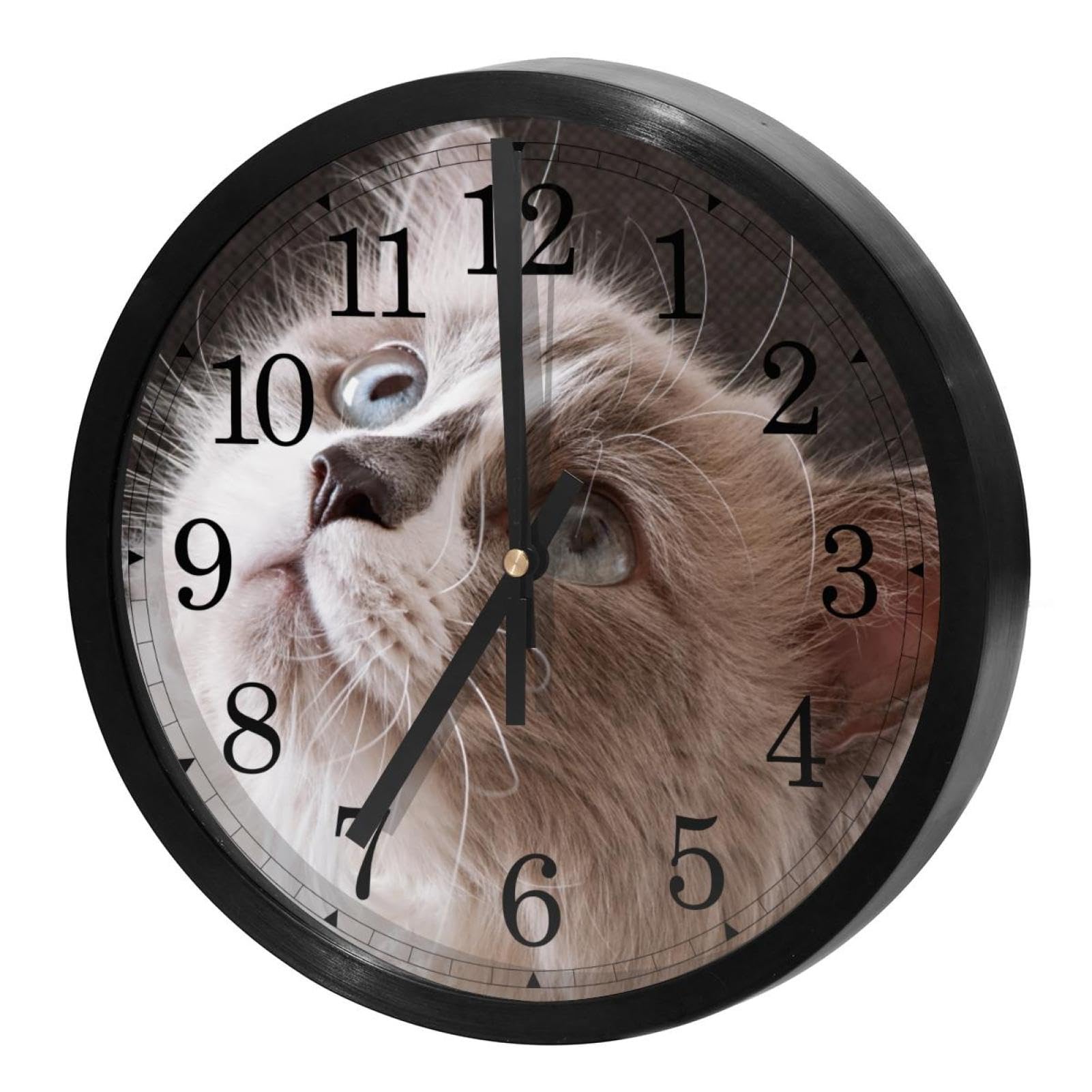 Horloge murale silencieuse à quartz chat Ragdoll pour déco cuisine
