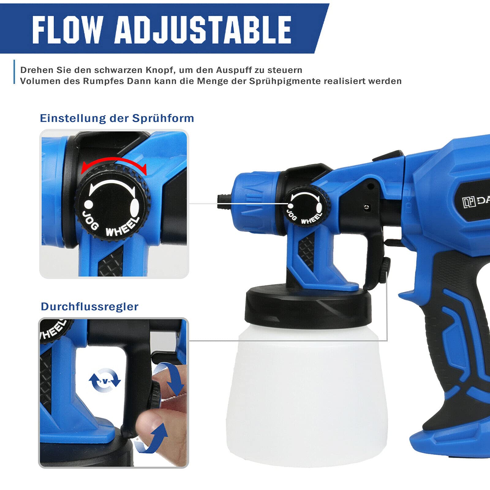Sistema de pulverización de pintura eléctrico 550W, pistola pulverizadora, pistola de pintura con 3 patrones de pulverización, pistola de pintura eléctrica, para barnices en interiores y exteriores
