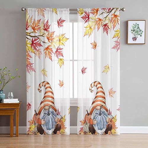 Miniatura 8 de Cortinas semitraslúcidas de bosque de árbol de Navidad de 84 pulgadas de largo para sala de estar, árbol de bosque verde de invierno, con copos de