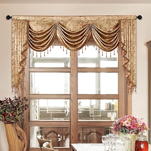 Miniatura 4 de ELKCA Cortinas bordadas europeas para sala de estar, cortinas de café de lujo para dormitorio (cenefa, W89)