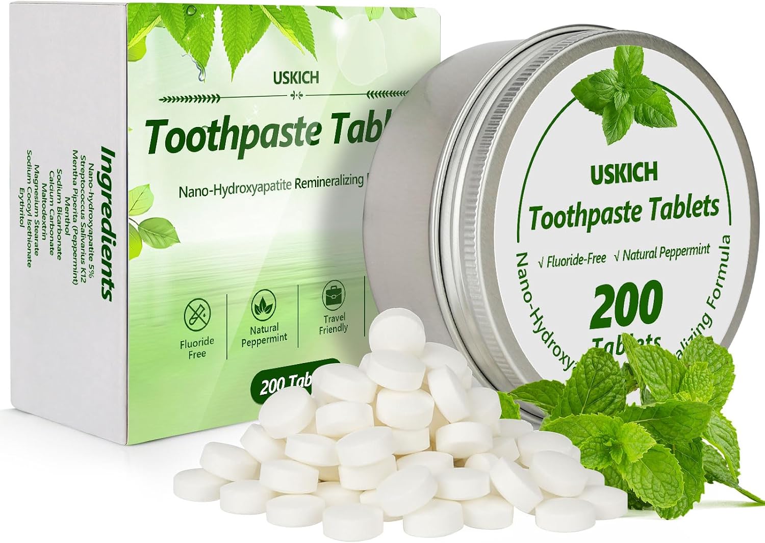 200 Pcs Toothpaste Tablets - Nano Hydroxyapatite Natural Whitening