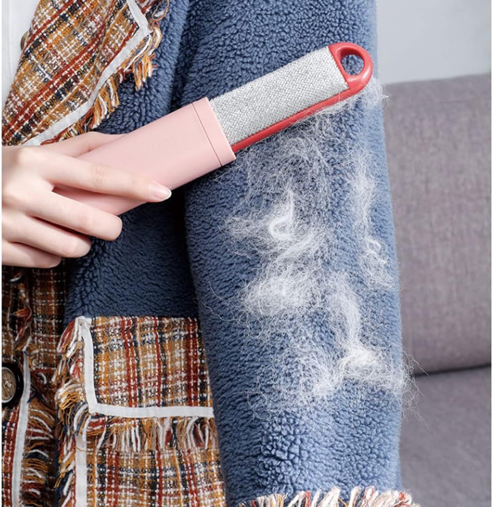 Reusable & Portable Lint Remover Double-Sided Lint Roller Travel Size Cat Dog Pet Hair Remover for Clothes Furniture Couch Rodillo quitapelusas Fur Removal Tool(Color:Pink)