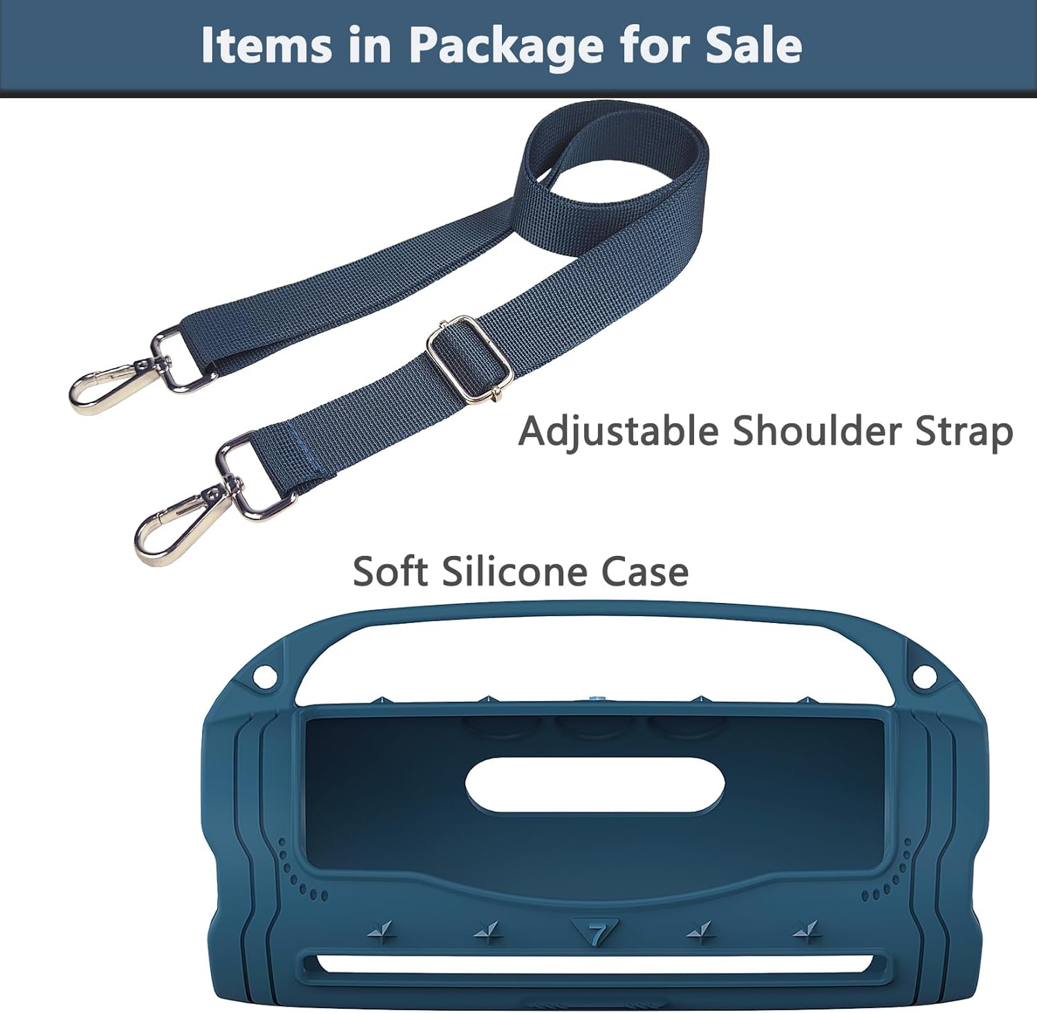 Silicone Cover Case for JBL Flip 7 Portable Bluetooth Speaker Accessories, Flip 7 Speaker Protective Case with Silicone Handle and Shoulder Strap (Blue) - Image 6