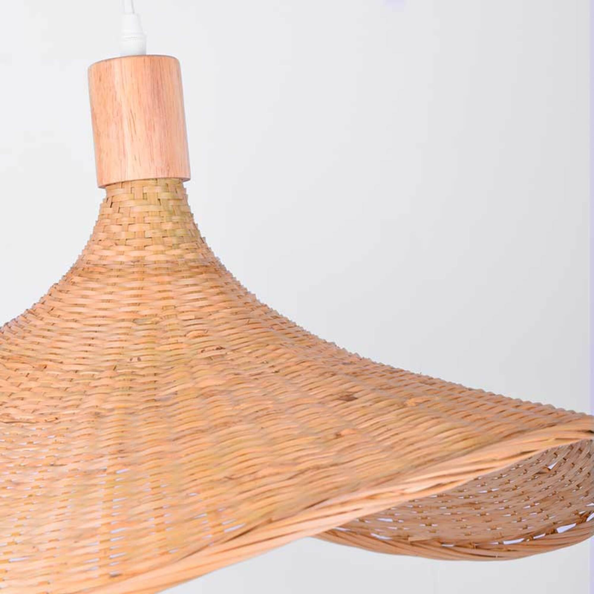 B·LED BARCELONA LED Lámpara de Mimbre Colgante Bellas – Diseño Artesanal Estilo Sombrero | Lámpara de Techo Decorativa Natural para Comedor, Salón o Local | Compatible con Bombilla E27 (No Incluida)