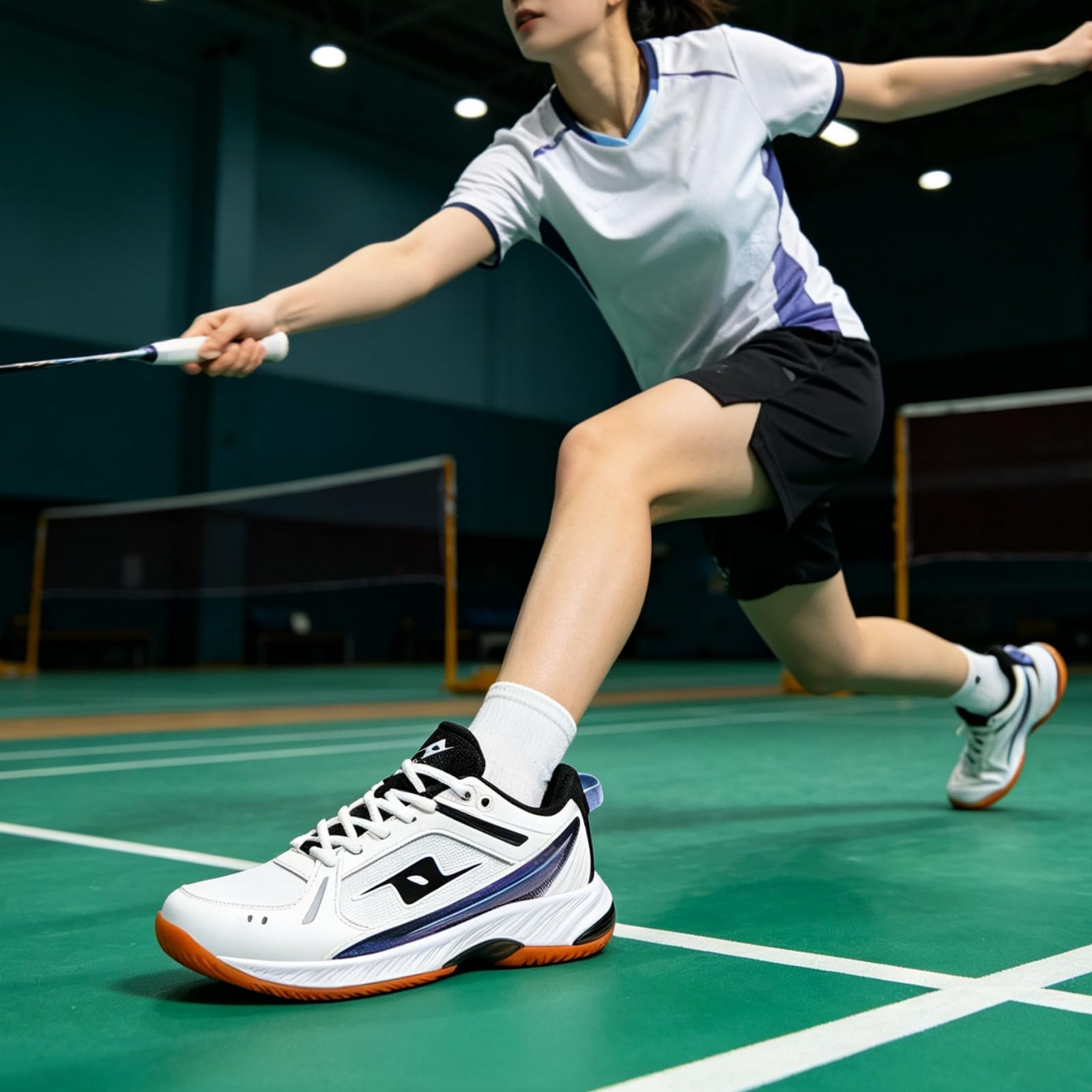 JiuQing Zapatillas Bádminton Hombre Zapatillas Ligeras Squash Pista Mujer | Parte Superior Transpirable Suela Goma Antideslizante, Zapatillas Cómodas Para Caminar Fitness Pickleball Tenis De Mesa