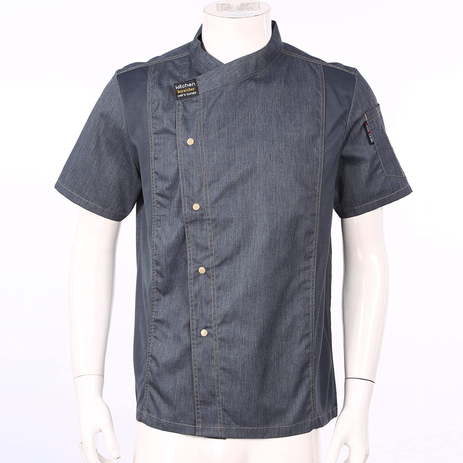 Men's Short Sleeve Chef Coat Unisex Classic Chef Jacket Kitchen Cook Shirt Uniforms with Pockets