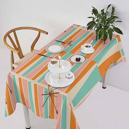 Mantel moderno de mediados de siglo, moderno, naranja, azul, rosa, geométrico de los años 50, con patrón atómico, bohemio, para vacaciones, hogar,
