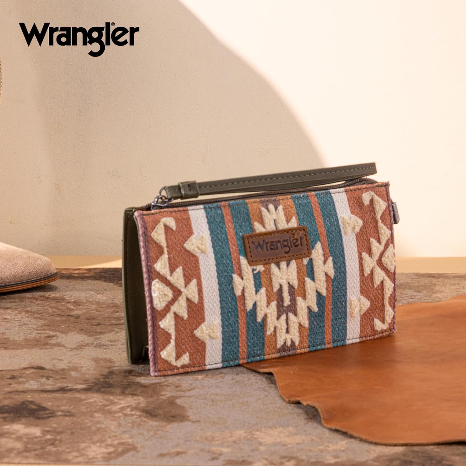 Montana West Wrangler Clutch Purses for Women Western Wristlet Wallet Boho Aztec Card Holder Zipper Handbags for Ladies AR-WG313-181GN - Image 2