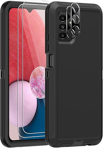 Funda para Samsung Galaxy A13 5G con 2 protectores de pantalla + 2 protectores de lente de cámara, resistente a prueba de golpes, protección contra