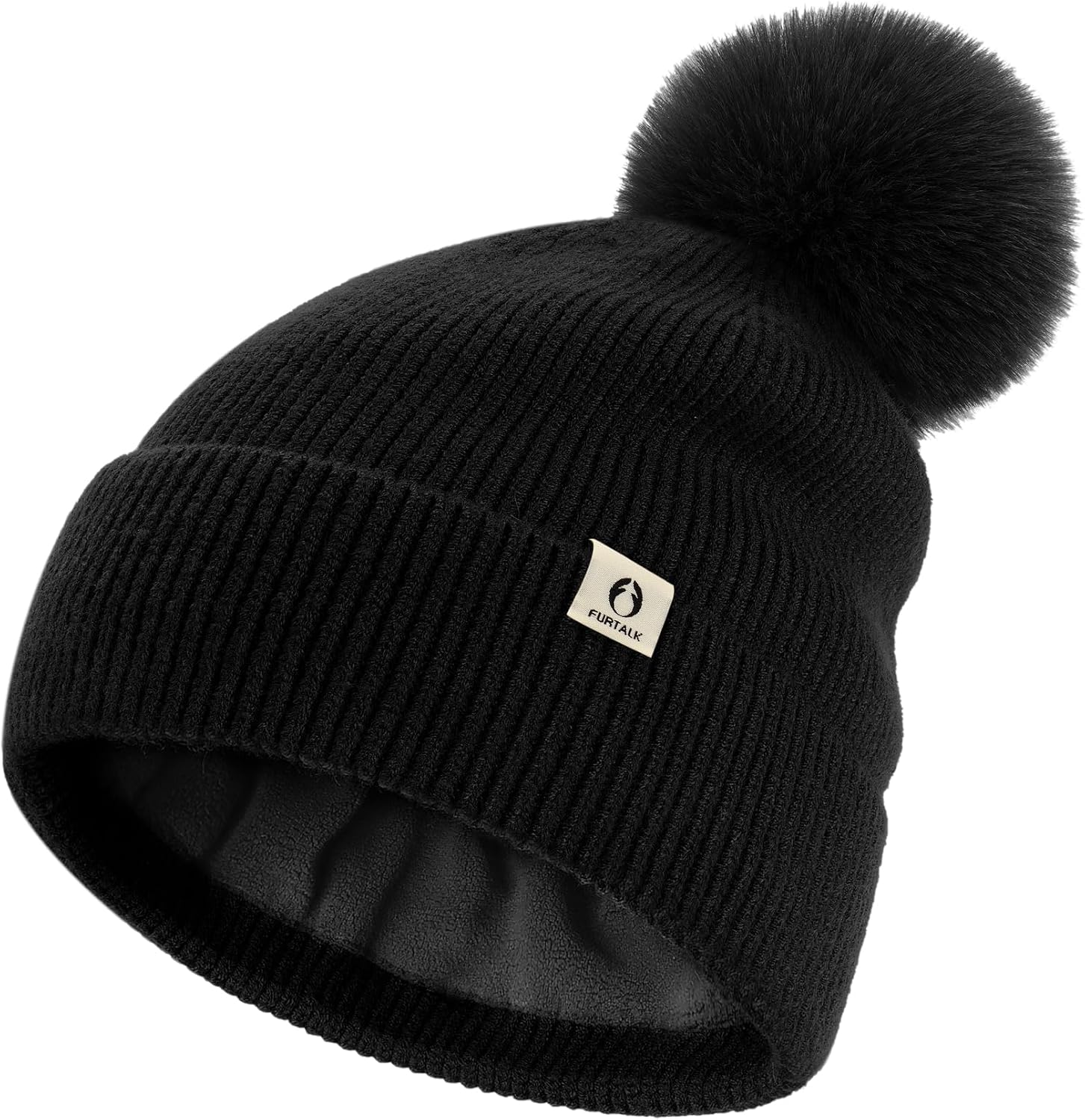 FURTALK Pom Pom Winter Hats for Women Fleece Lined Slouchy Warm Beanie Skull Cap