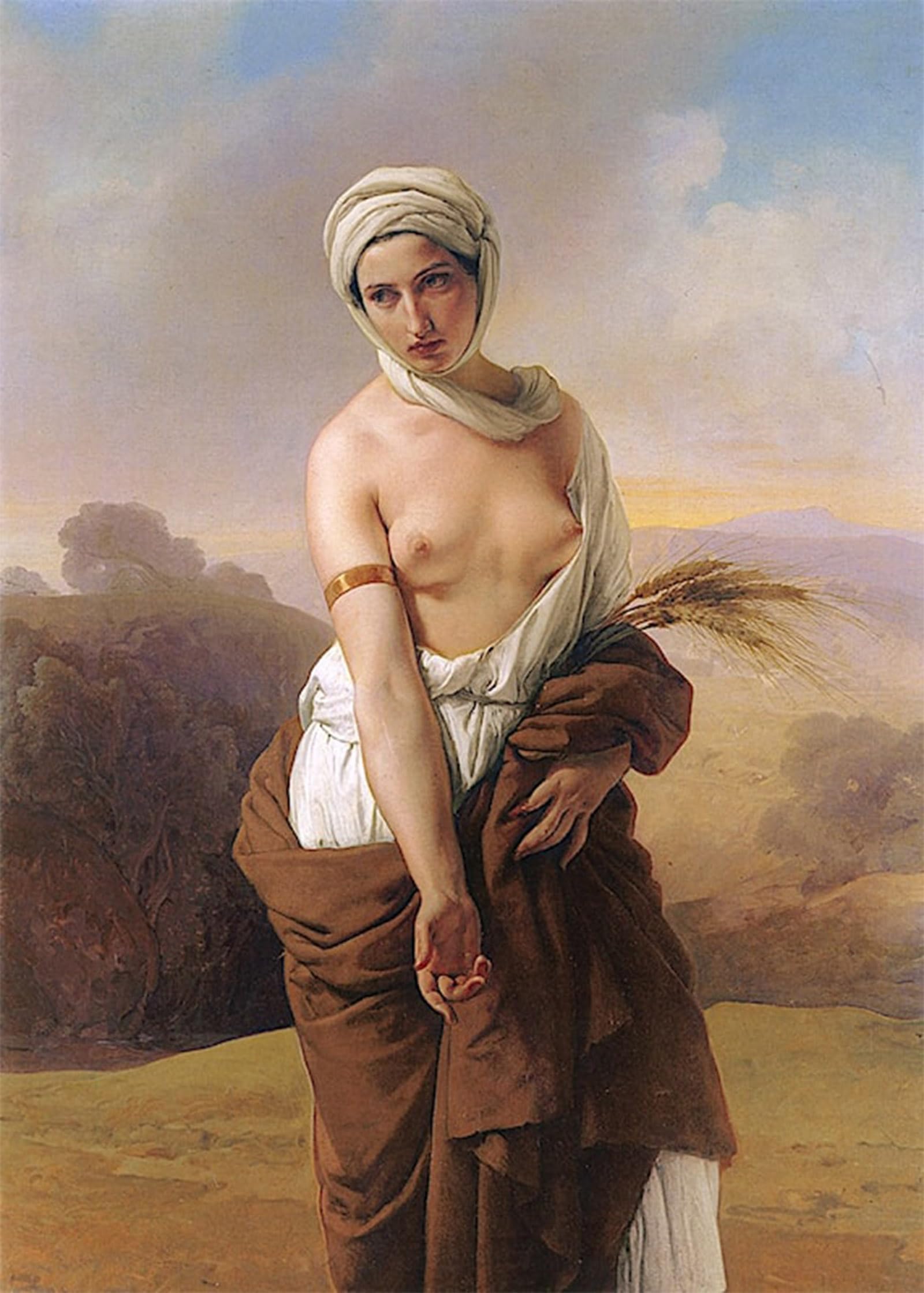 RZHRHJES Retro Picture Portrait Oil Painting Modern Wall Artwork Ruth by Francesco Hayez Canvas Poster for Home Decor 60x90cm