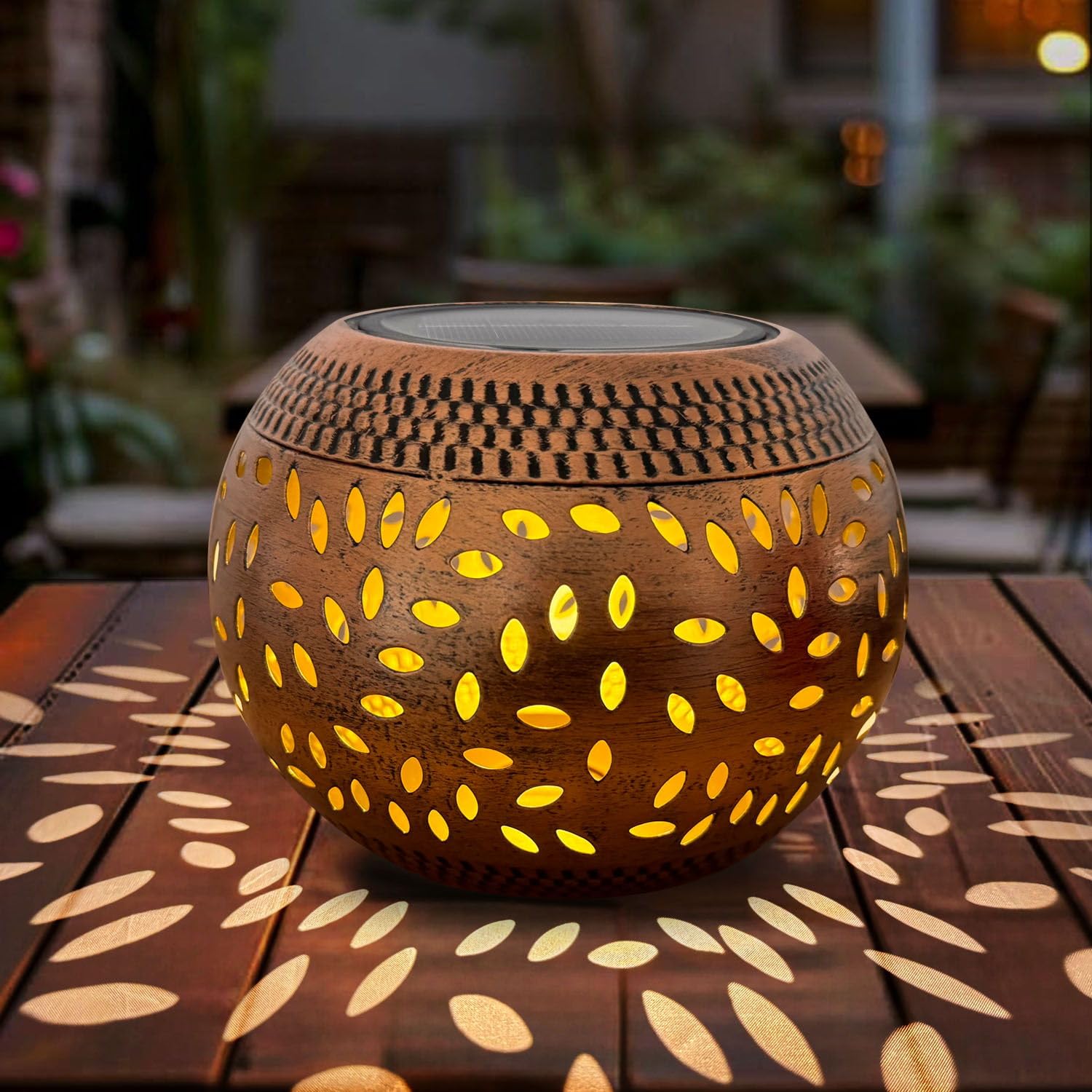 OMRAYTU Solar Table Lanterns Outdoor Waterproof - LED Lamp Bronze Metal Table Lights -Solar Powered Decorative Lantern for Desk Patio Garden Pathway Yard(1 Pack) — image 1