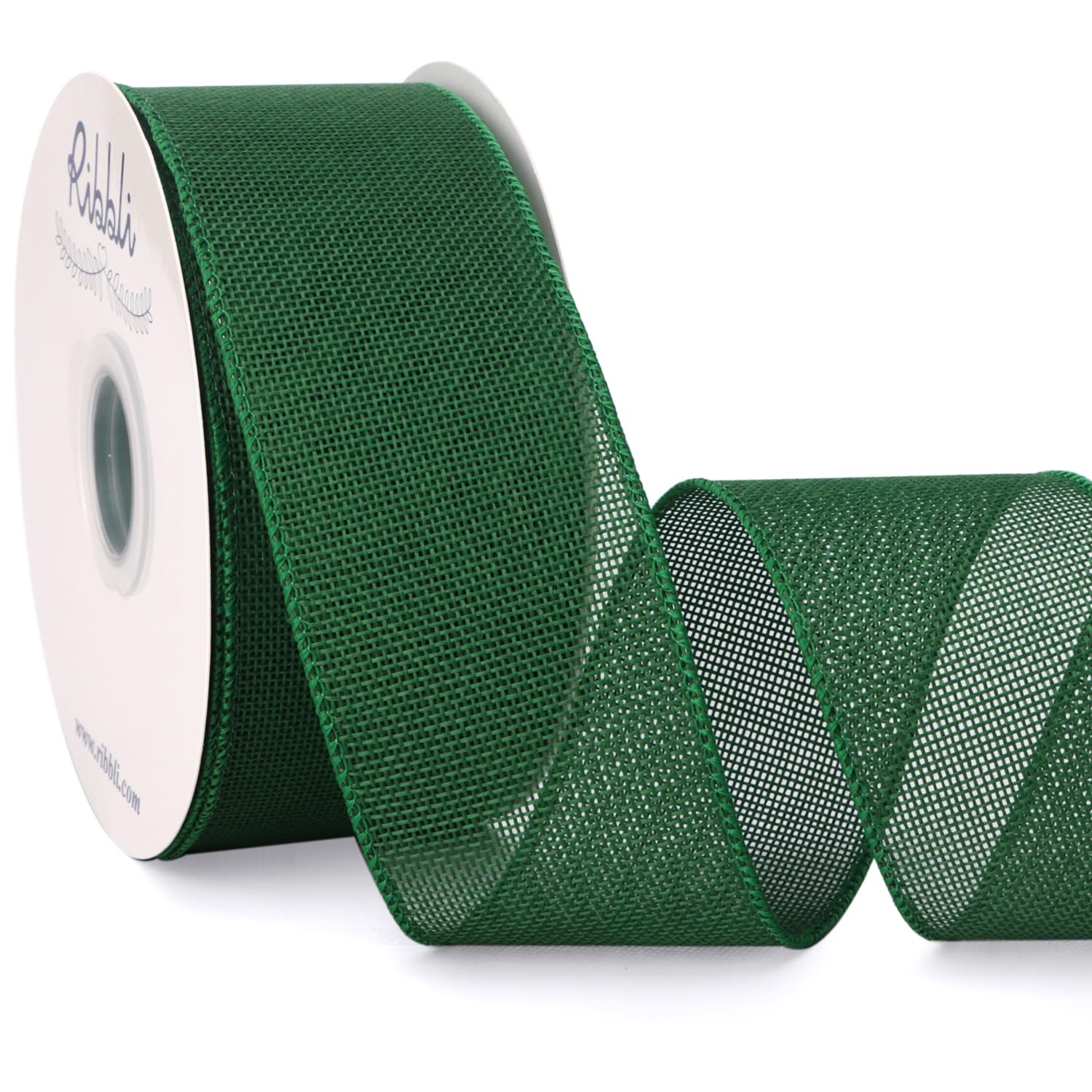 Ribbli Green Burlap Wired Ribbon, 2-1/2” Inch x Continuous 20 Yard, Green Wired Ribbon for Wreaths,Big Bows,Tree Decoration,Outdoor Decoration
