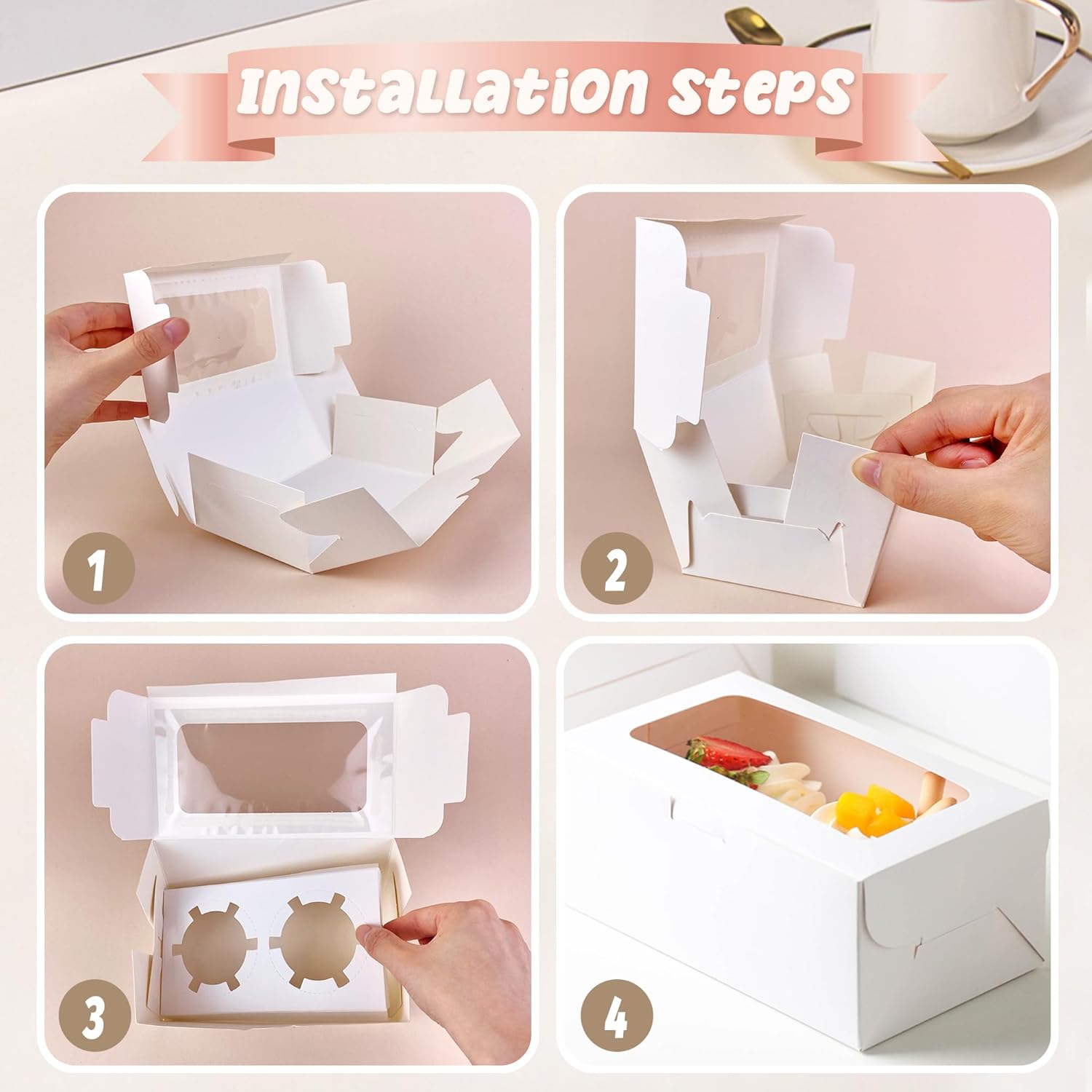 White Paper Cupcake Boxes Cavity Cookie Boxes with Clear