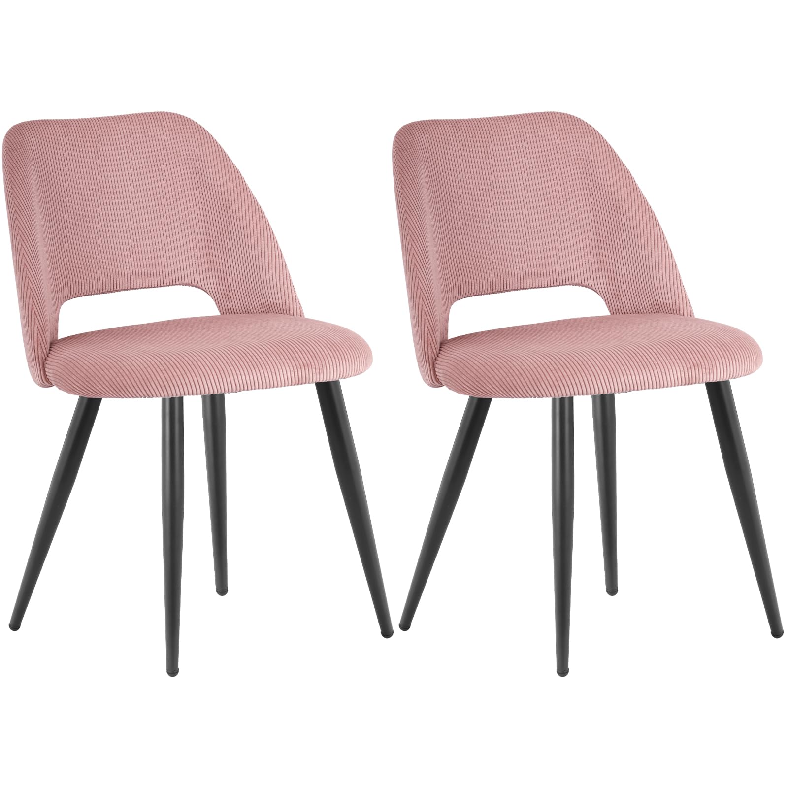 ANVOFONG Sedia da Pranzo Rosa in Velluto a Righe, Sedia Imbottita con Schienale Trapuntato e Gambe Indipendenti, Modern Style, 80 cm (H) x 48 (W) 45 (D), Rosa, Tinta Unita, Per Sala da Pranzo