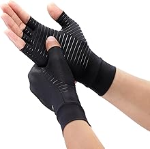Frido Compression Gloves for Arthritis & Joint Pain Relief | Fingerless Design, Hand Support with Anti-Slip Silicone Grip | Touchscreen Gloves for Typing, Gym & Daily Use – Men & Women | Black| Medium