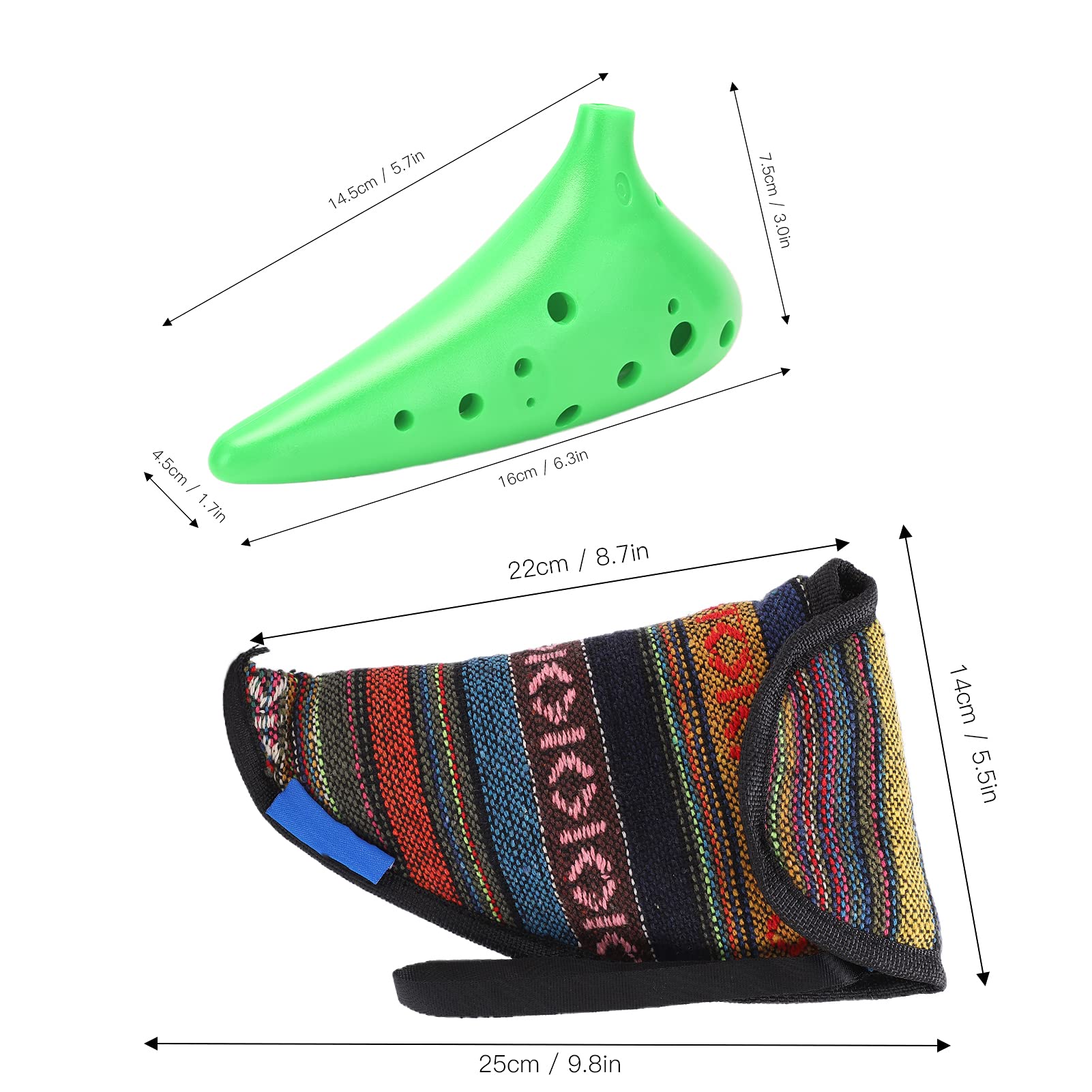 Ocarina ABS C Tune Instrument de Musique 12 Trous pour Adultes Enfants Apprenants Professionnels Confortable à Tenir et à Jouer Instrument de Musique Idée (vert)