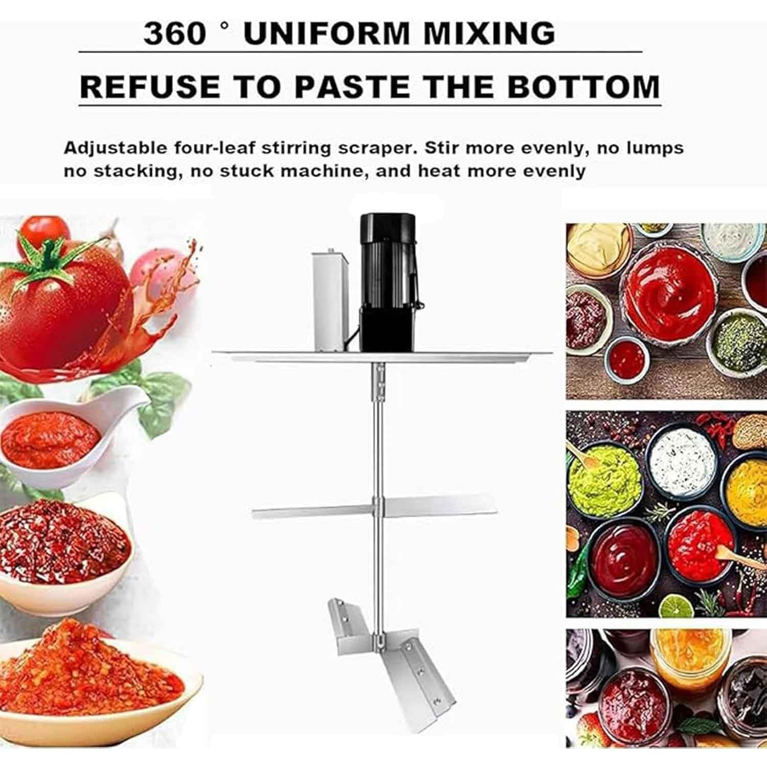 Mezclador de calefacción comercial, raspador de agitación de doble capa de 30L/50L, velocidad ajustable, máquina agitadora de condimentos y sopas para el hogar y el restaurante