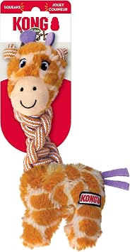KONG Knots Twists Plush Dog Toy Durable Rope & Plush for Tug and Toss Internal Knotted Rope and Squeaker Assorted Characters Small/Medium