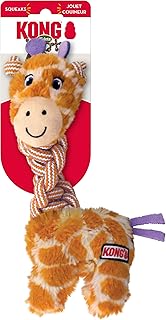 KONG - Knots Twists - Assorted Characters (Giraffe or Flamingo) - Durable Cotton Rope Chew Toy - Squeaker Toy - for Small/...