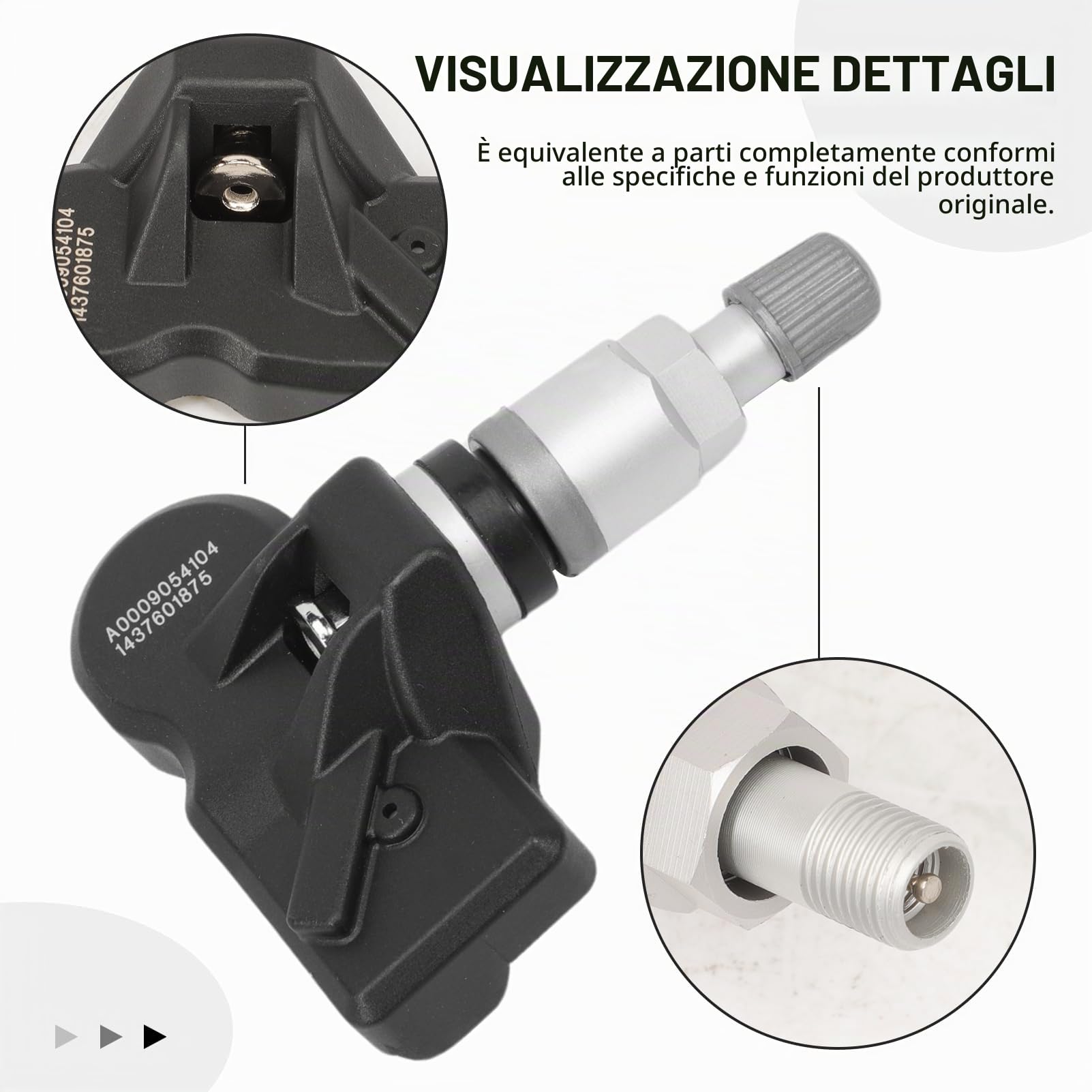 4x TPMS RDKS Sensore Controllo Pressione Pneumatici per Classe A W177 AMG, B, CLA, CLS W257, E W213 S213, G, GLA H247, GLB X247, GLE W167, Sprinter A0009054104