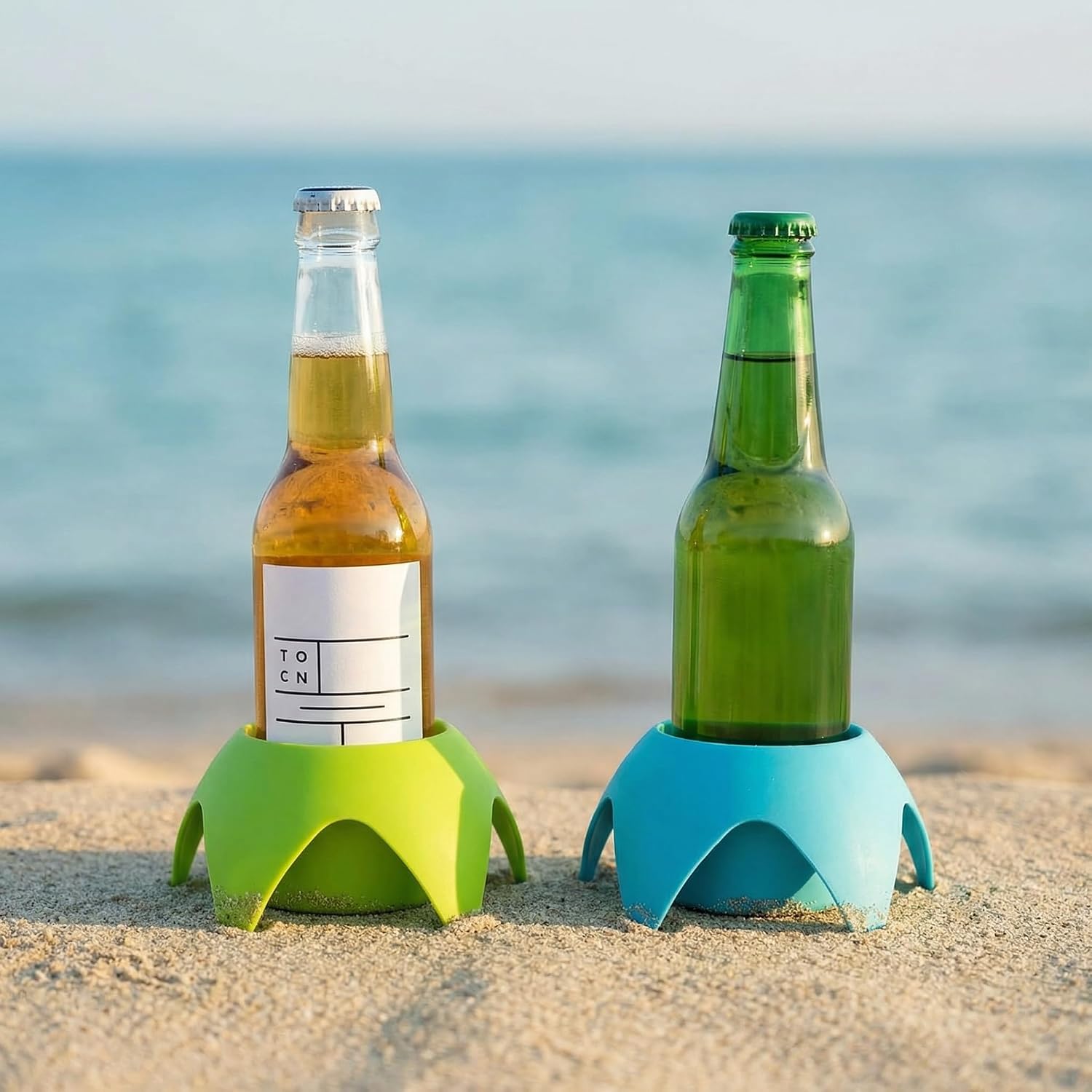 Uarzt Beach Cup Holders for Sand (7 Pack) | Beach Vacation Essentials Drink Holders, Sand Coasters for Drinks & Phones, Portable Beach Accessories Must Haves for Women, Family Travel & Summer Gifts