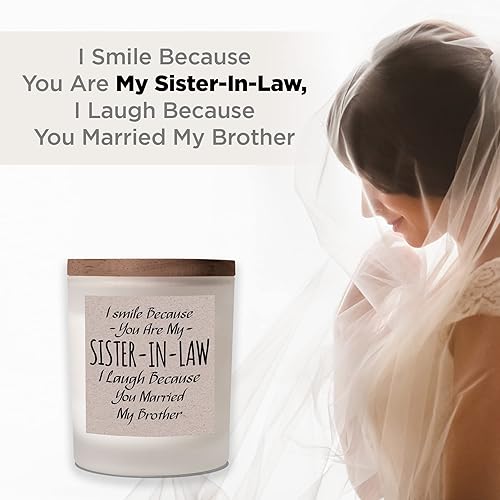 Miniatura 3 de Veracco Vela con texto en inglés "I Smile Because You are My Sister-in-Law, I Laugh Because You Married My Brother", regalos de cumpleaños para