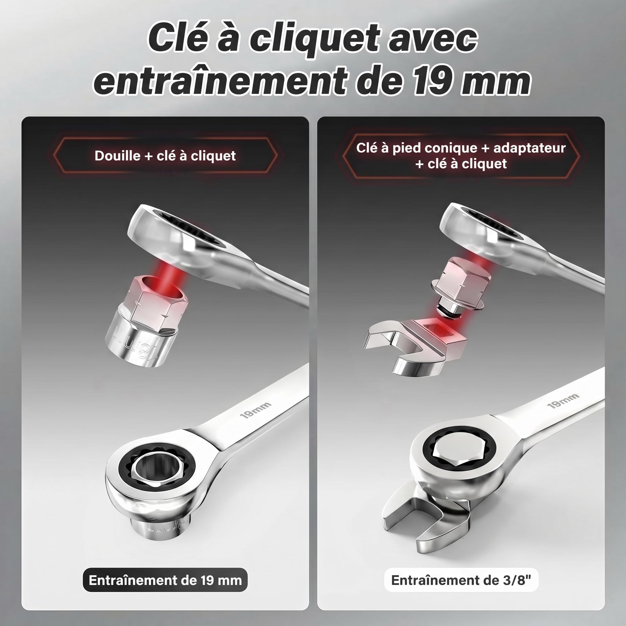 BILITOOLS Tendeur courroie accessoire 15 pcs Outil courroie accessoires | clé courroie accessoire outil pour démontage et tension courroie accessoire douilles à ergot adaptateurs KFZ voiture moteur