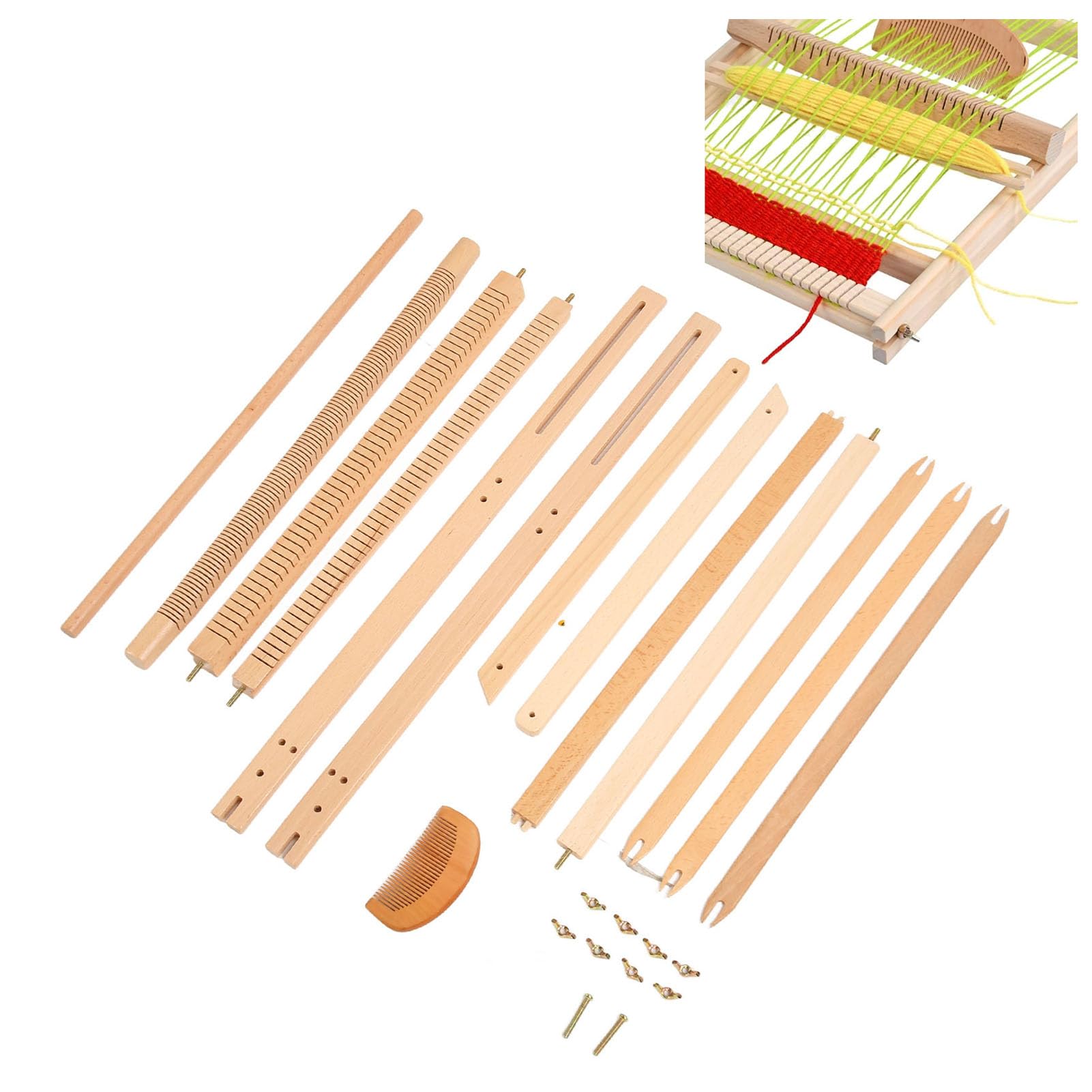 Qudinip Kit Telaio per Tessitura per Telaio in Legno per Arazzi Fai-da-te Facile con Accessori per Bambini e Principianti